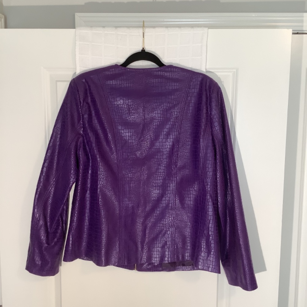 Toni B Ladies Faux Alligator Zipper Down Lined Blazer Purple Size L - Picture 2 of 5